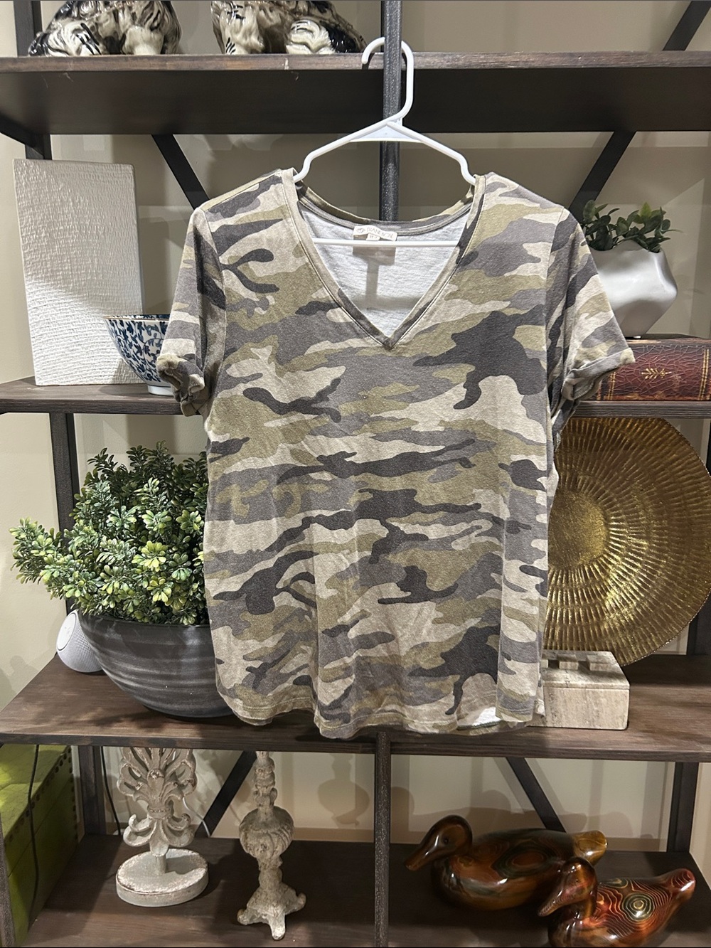 Casual Camo V-Neck Tee - Olive Camo X
